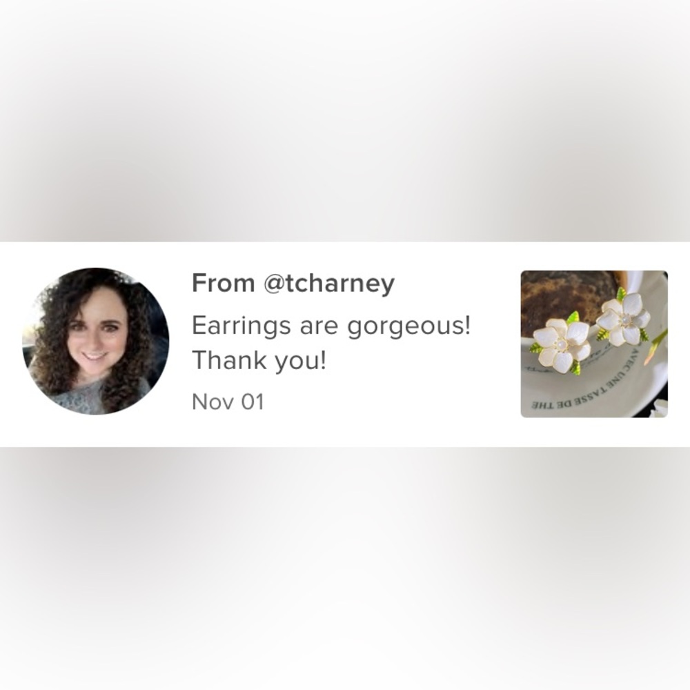 Gold Magnolia Camellia Faux Pearl Flower Earrings Floral Bridal Spring Wedding - Picture 11 of 12